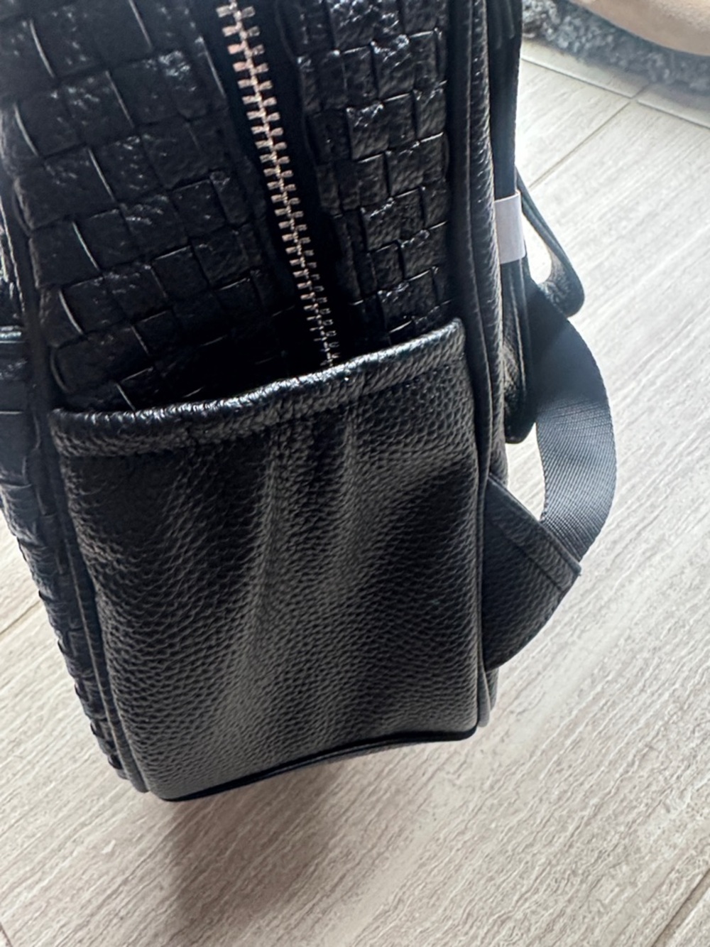 Black Woven Texture Mini Backpack - I&R Logo - Picture 4 of 5